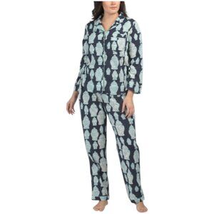 SAATVIK 2pc Cotton Chinoiserie Pajamas Set